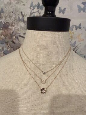 Coach Layered Necklace Set with Floral Pendant
